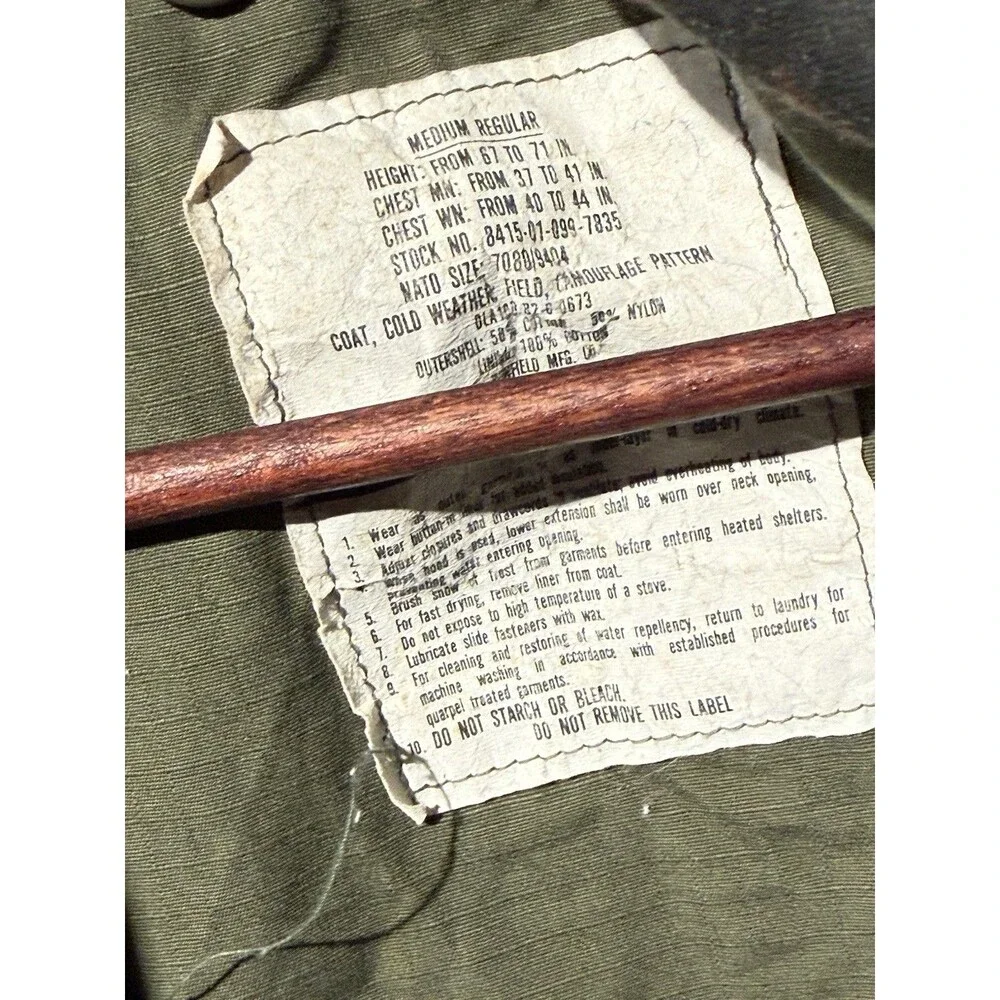 VINTAGE US Army M-65 Field Jacket Mens Medium Regular Woodland Camo 80s